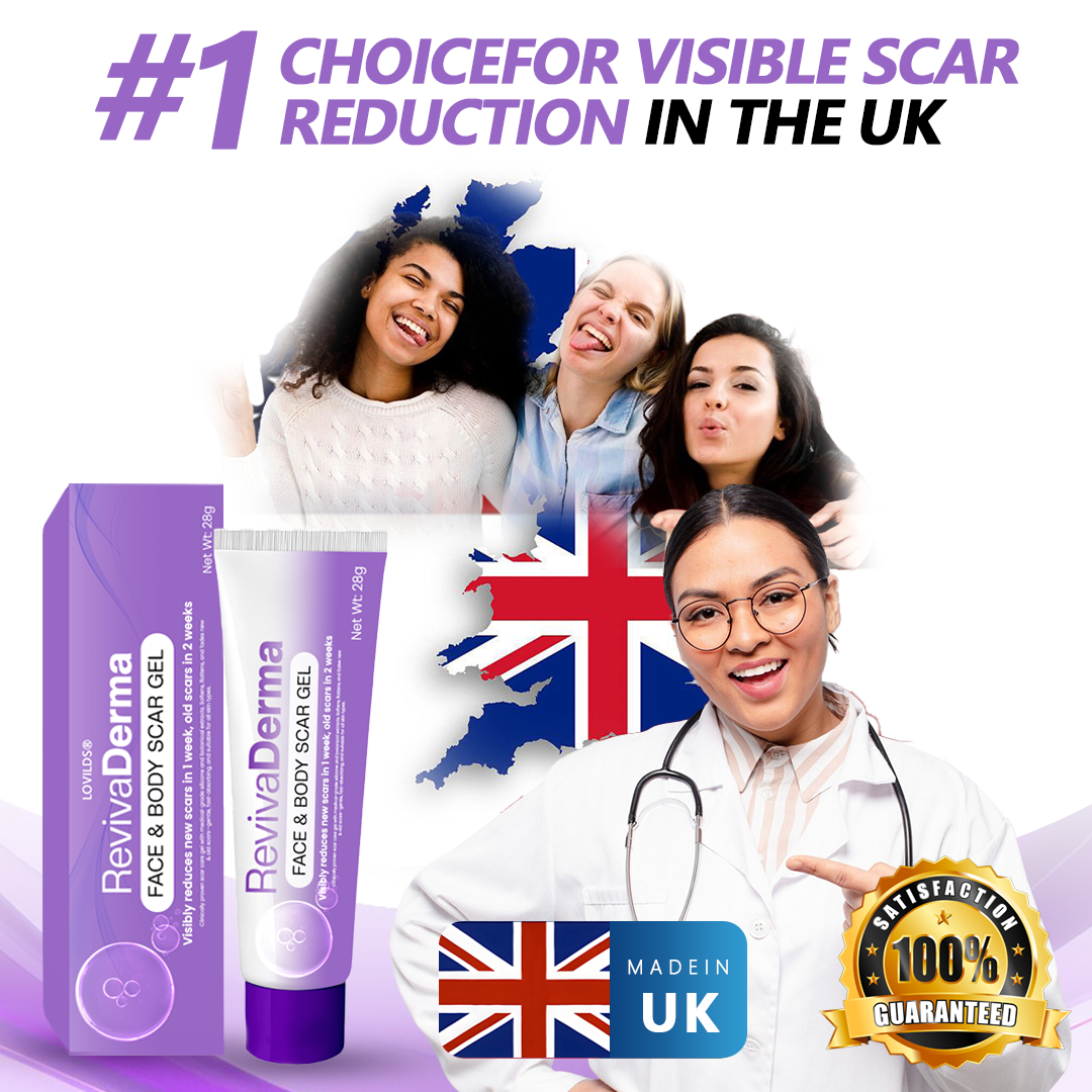 LOVILDS® RevivaDerma Face & Body Scar Gel - Clinically proven to soften, flatten and fade surgical scars, acne marks, burns, keloids and trauma-related scars